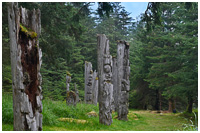A Row of Mortuary Poles at the Haida Village of Ninstints